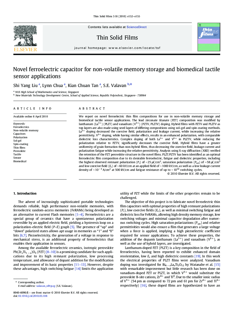 Novel ferroelectric capacitor for non-volatile memory storage and biomedical tactile sensor applications