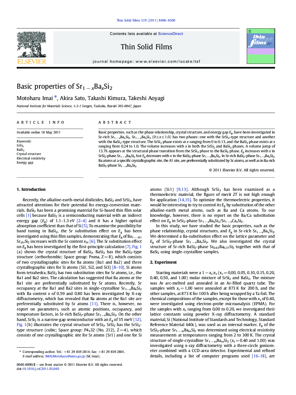 Basic properties of Sr1 − xBaxSi2