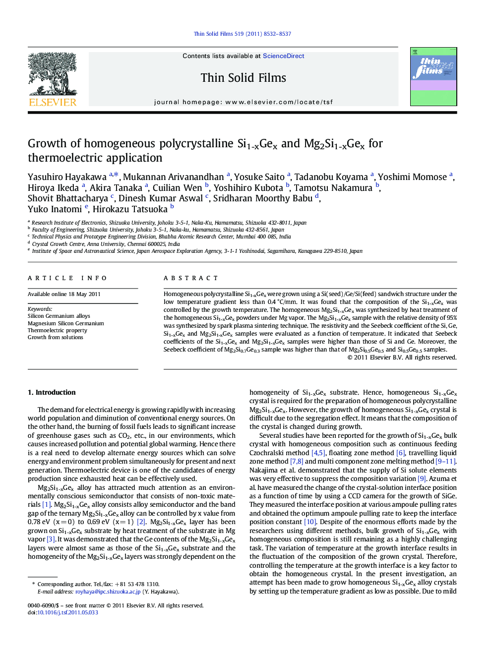 Growth of homogeneous polycrystalline Si1-xGex and Mg2Si1-xGex for thermoelectric application