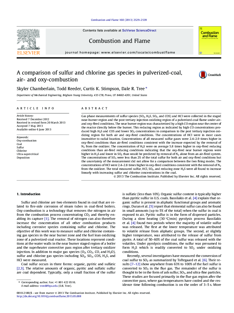 A comparison of sulfur and chlorine gas species in pulverized-coal, air- and oxy-combustion