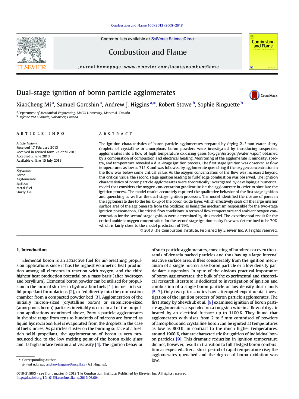 Dual-stage ignition of boron particle agglomerates