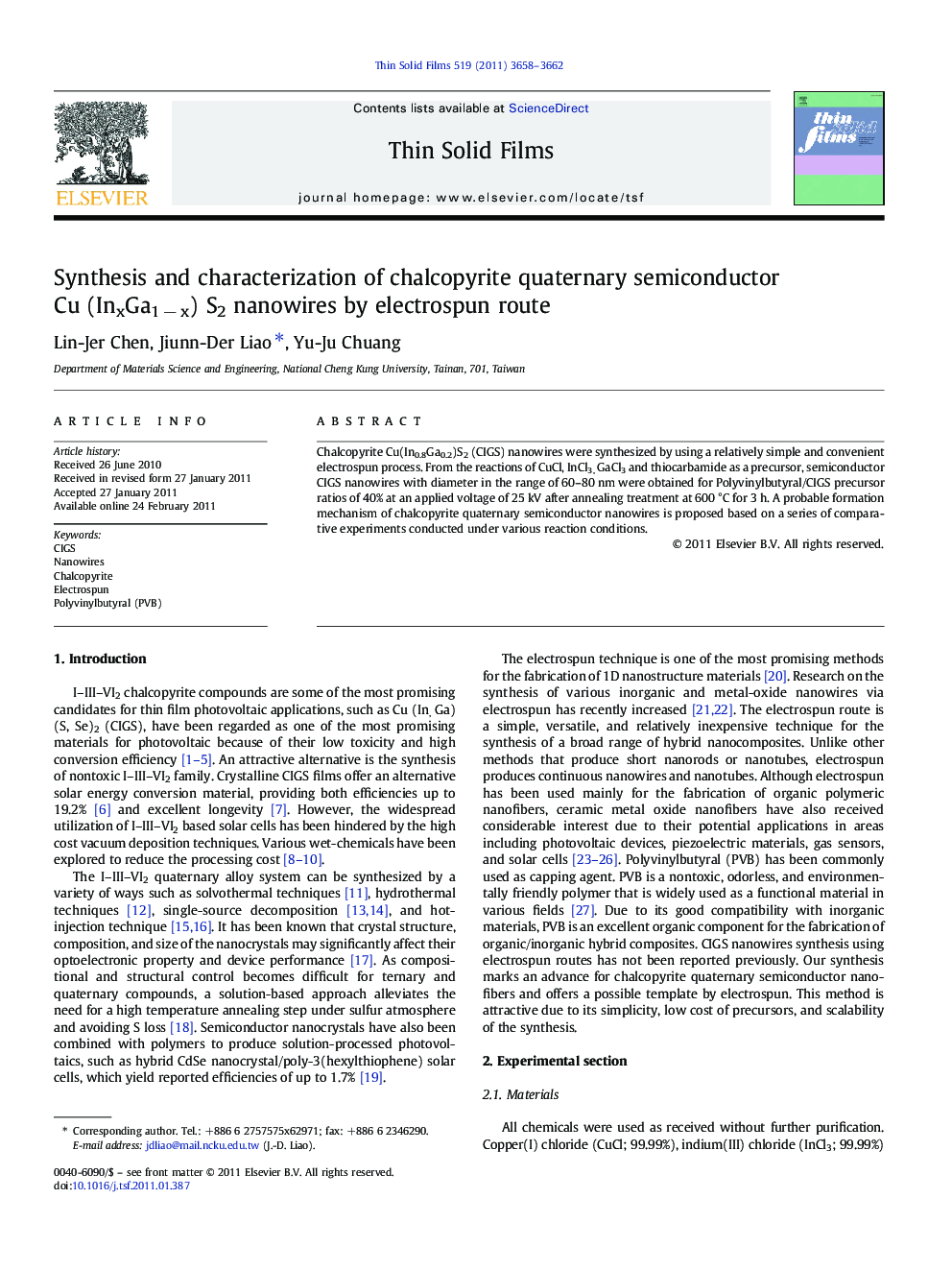 Synthesis and characterization of chalcopyrite quaternary semiconductor Cu (InxGa1 − x) S2 nanowires by electrospun route