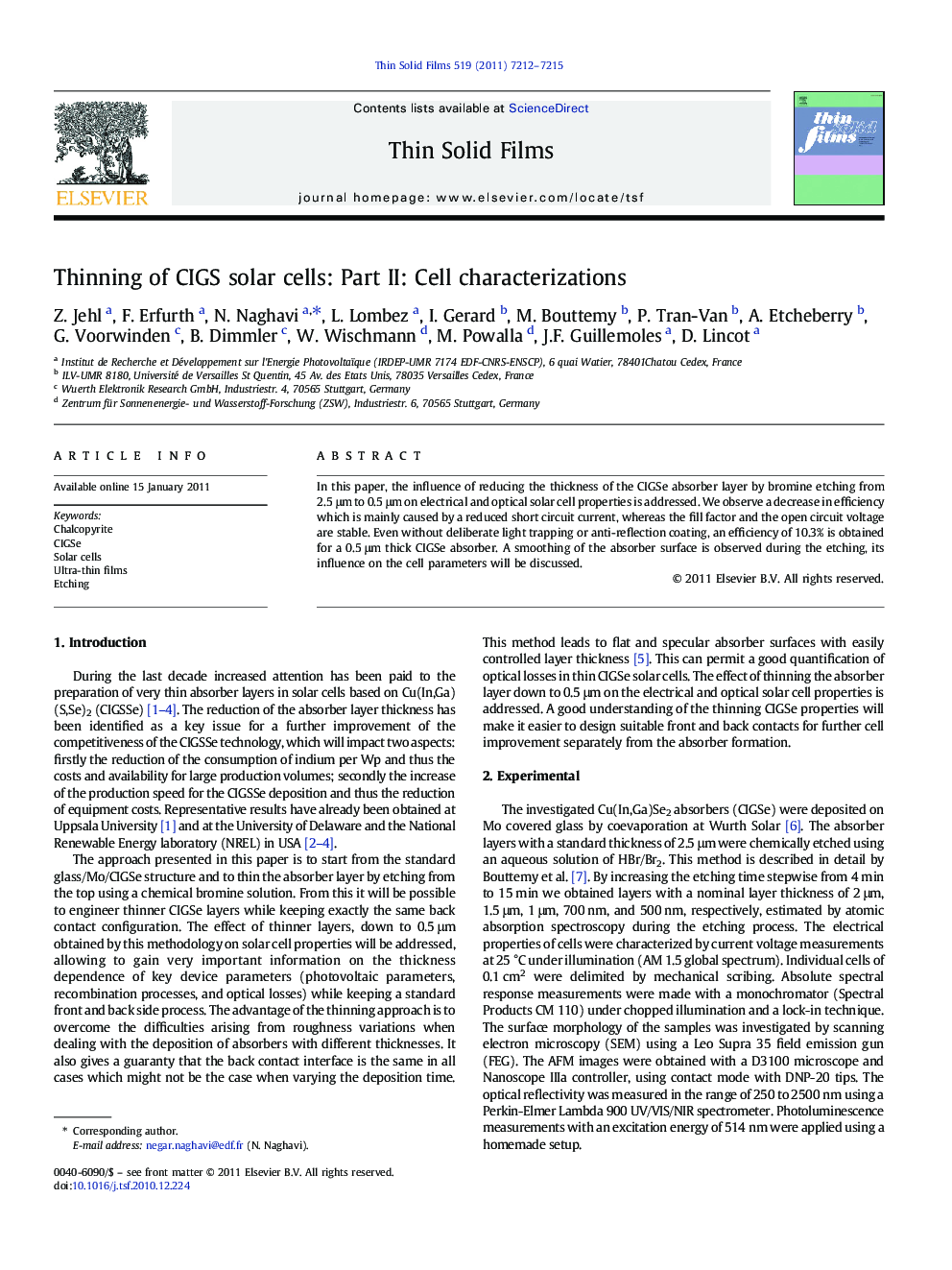 Thinning of CIGS solar cells: Part II: Cell characterizations