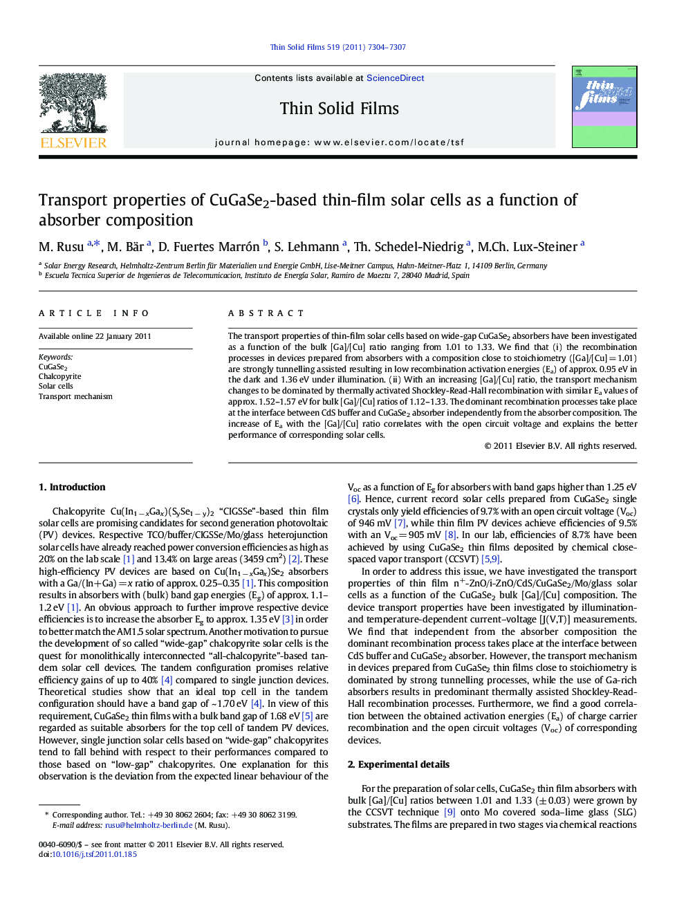 Transport properties of CuGaSe2-based thin-film solar cells as a function of absorber composition