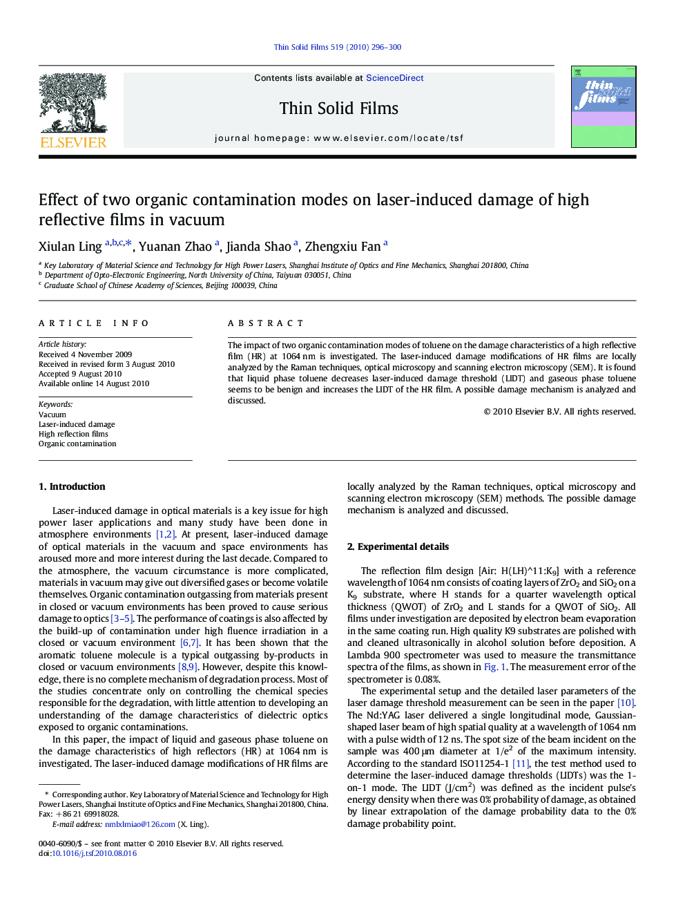 Effect of two organic contamination modes on laser-induced damage of high reflective films in vacuum