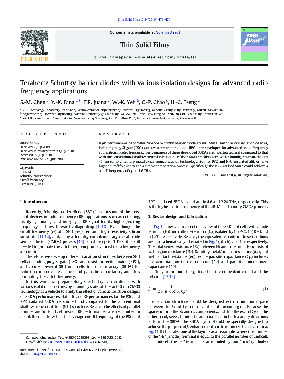 Terahertz Schottky barrier diodes with various isolation designs for advanced radio frequency applications