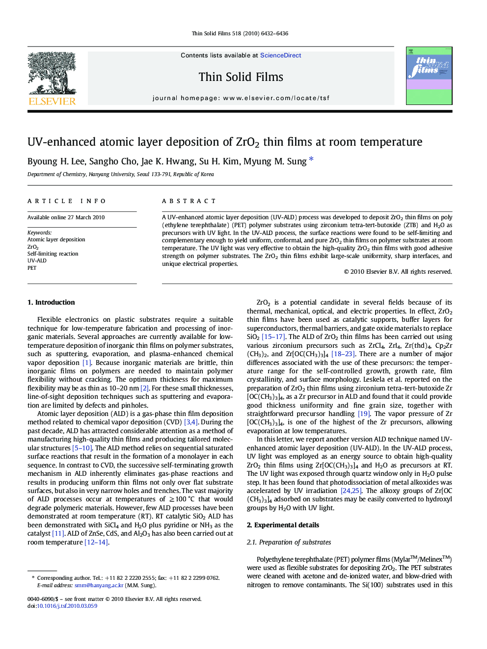 UV-enhanced atomic layer deposition of ZrO2 thin films at room temperature