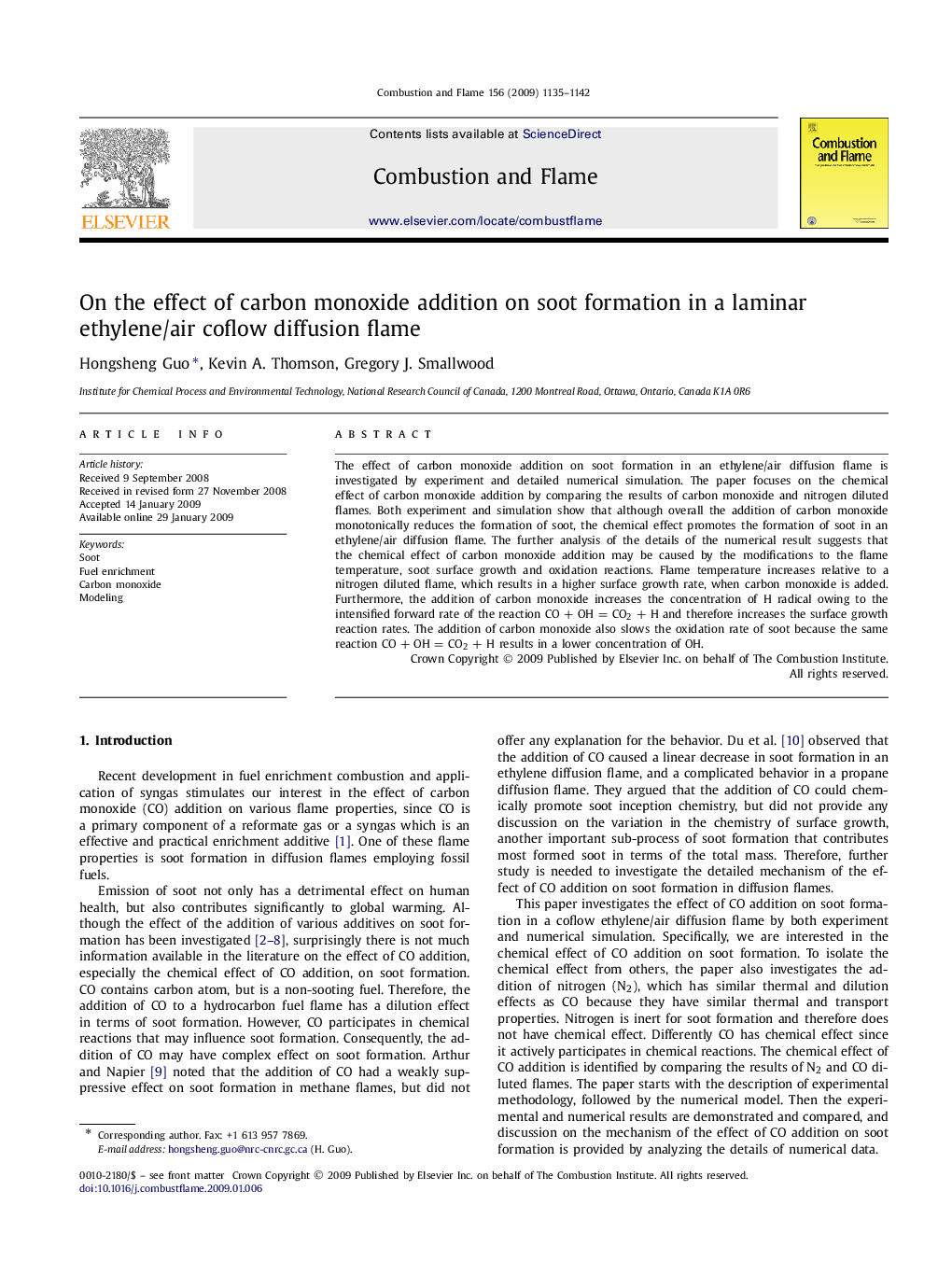 On the effect of carbon monoxide addition on soot formation in a laminar ethylene/air coflow diffusion flame