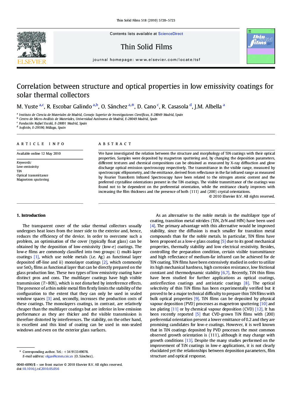 Correlation between structure and optical properties in low emissivity coatings for solar thermal collectors