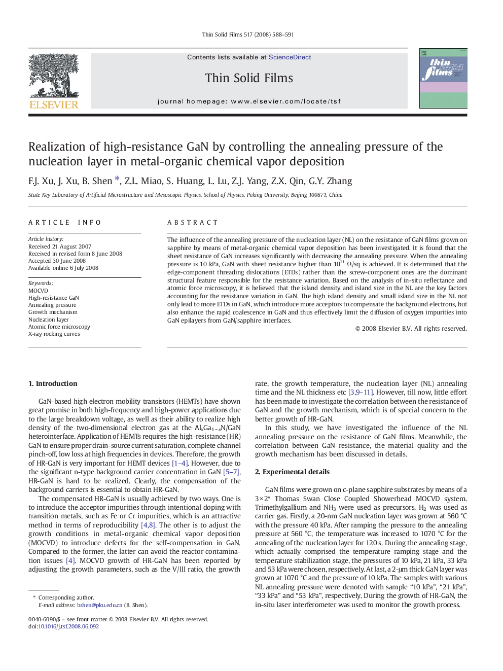 Realization of high-resistance GaN by controlling the annealing pressure of the nucleation layer in metal-organic chemical vapor deposition