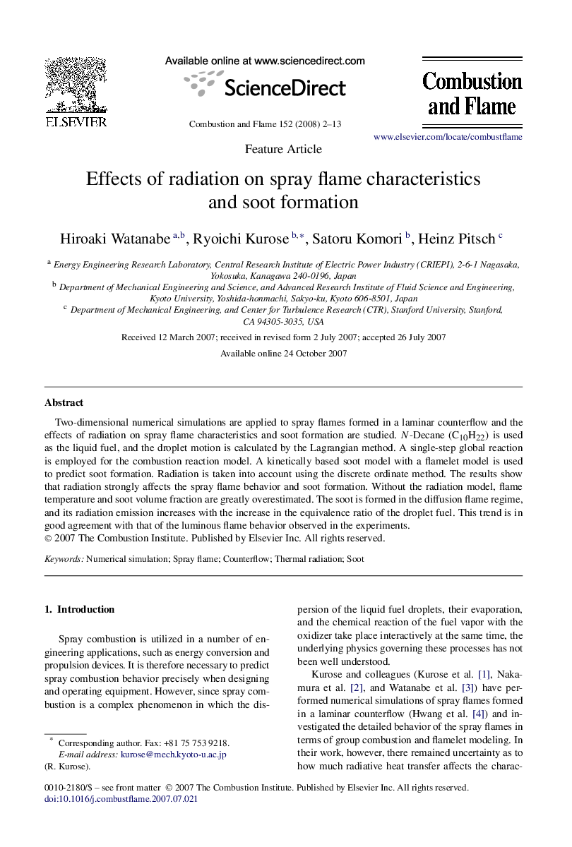 Effects of radiation on spray flame characteristics and soot formation