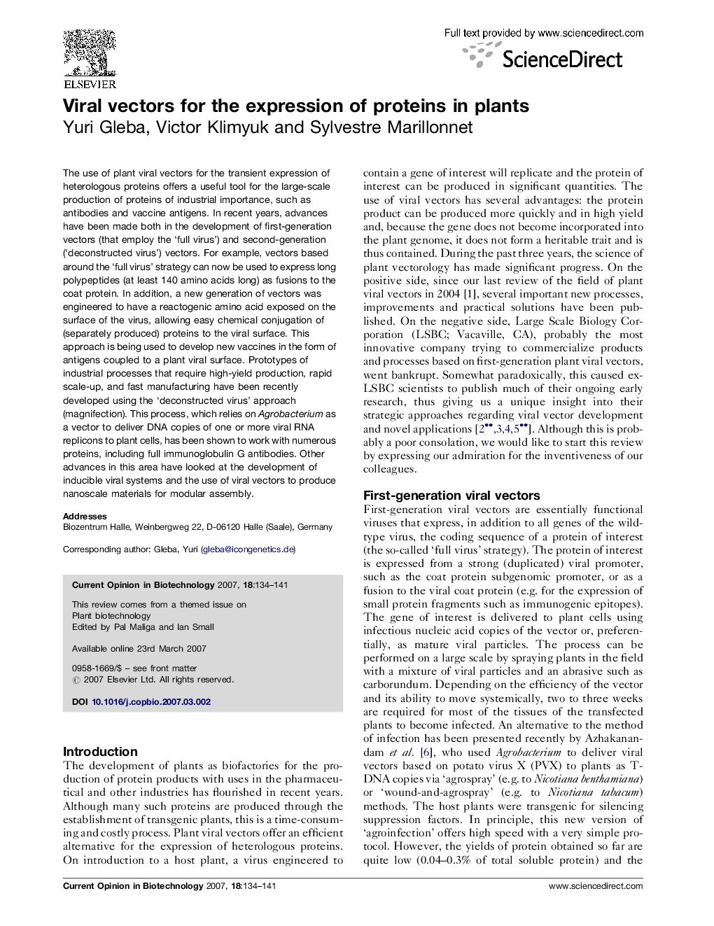Viral vectors for the expression of proteins in plants