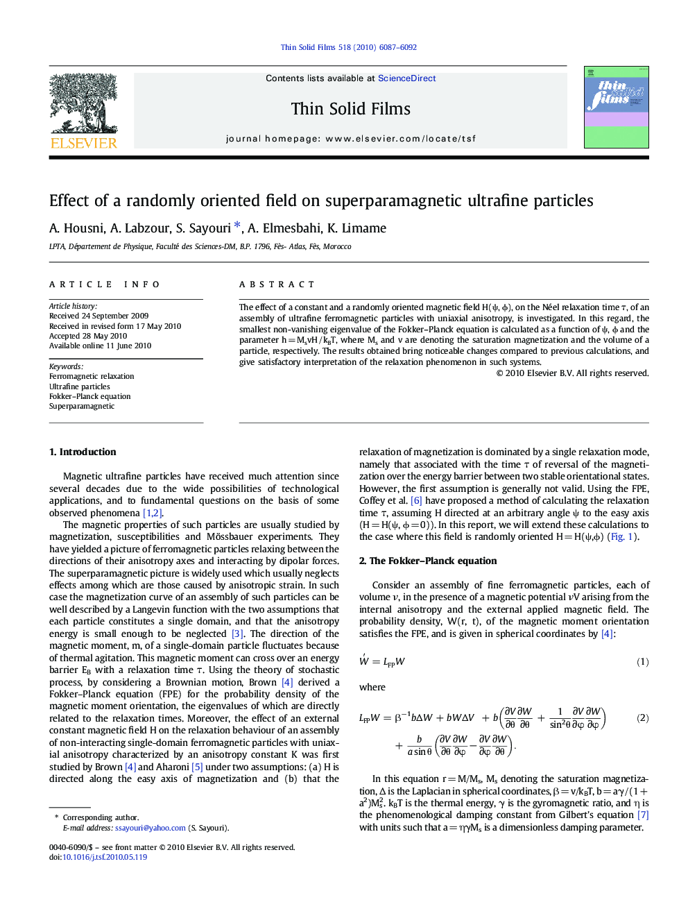 Effect of a randomly oriented field on superparamagnetic ultrafine particles