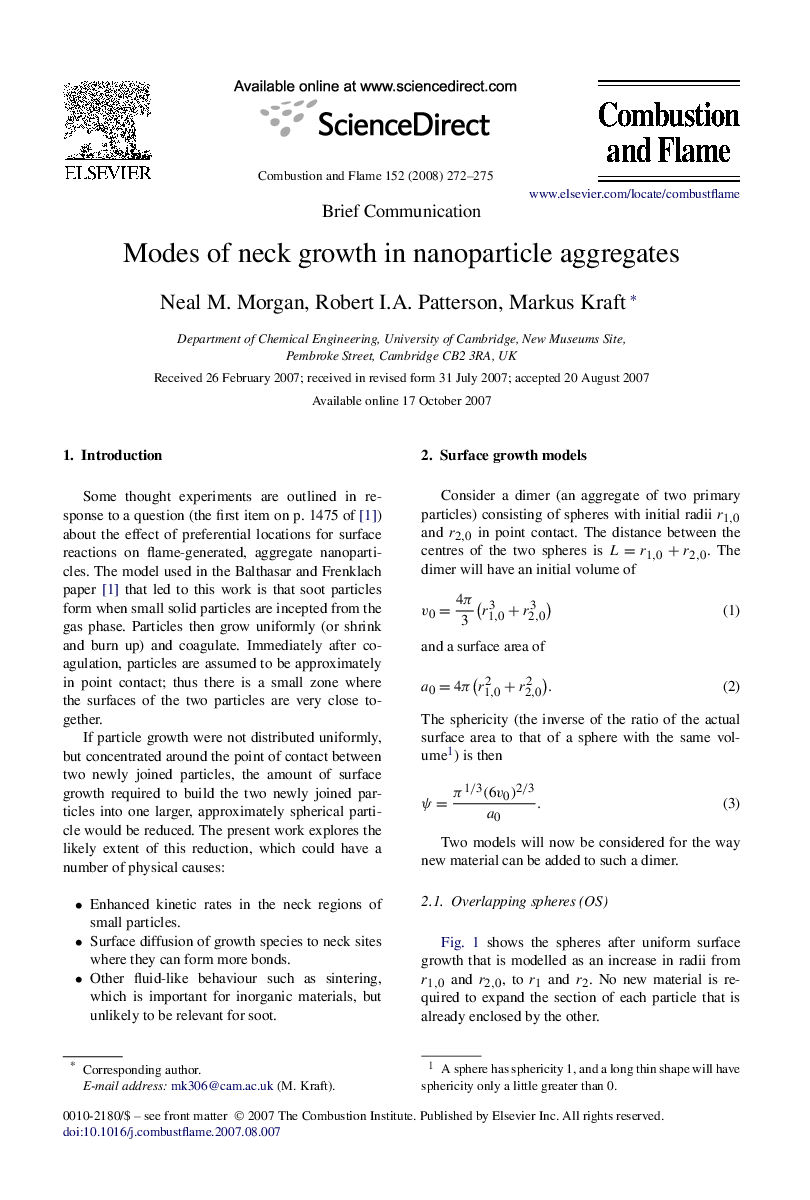 Modes of neck growth in nanoparticle aggregates