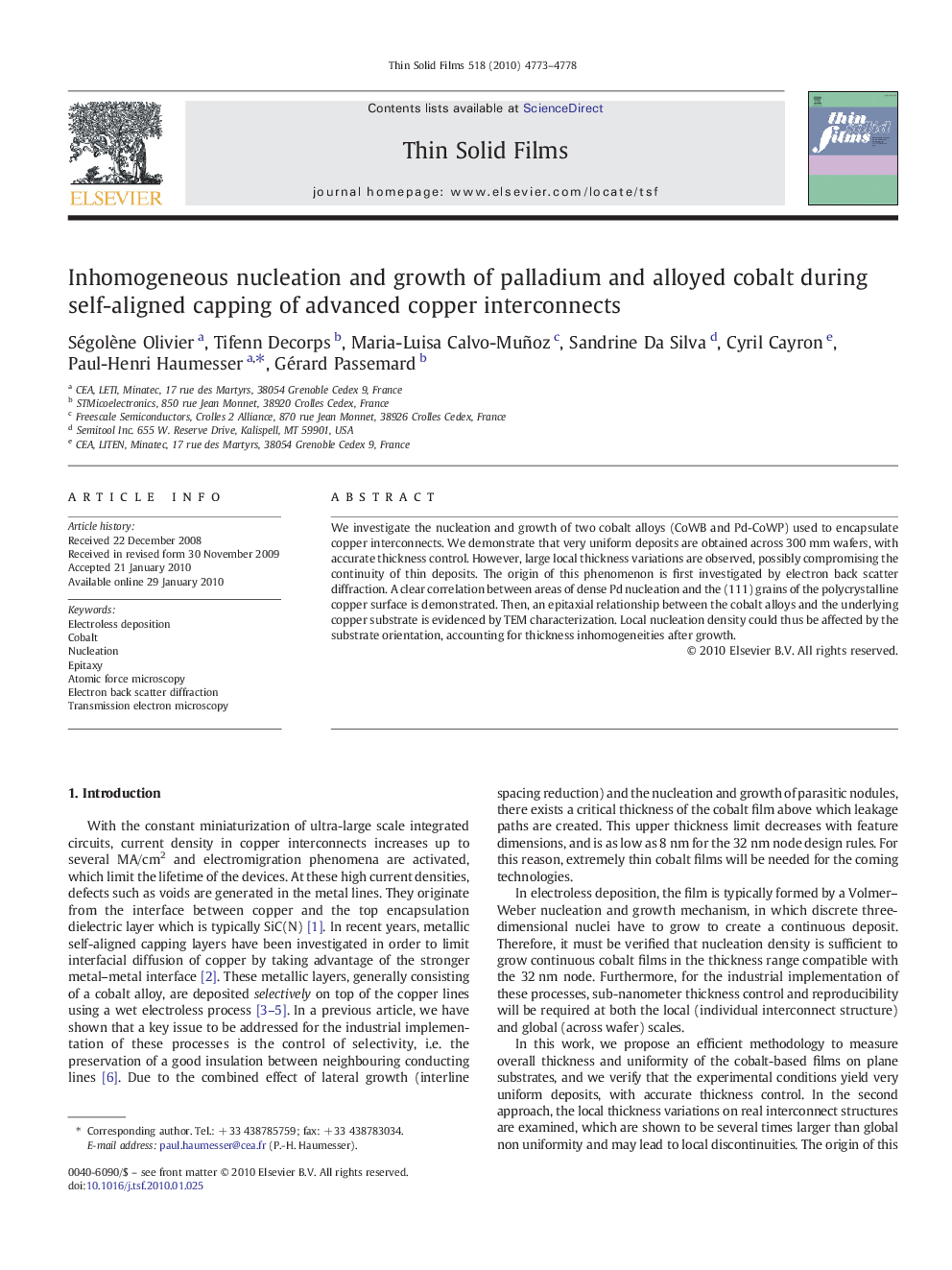 Inhomogeneous nucleation and growth of palladium and alloyed cobalt during self-aligned capping of advanced copper interconnects