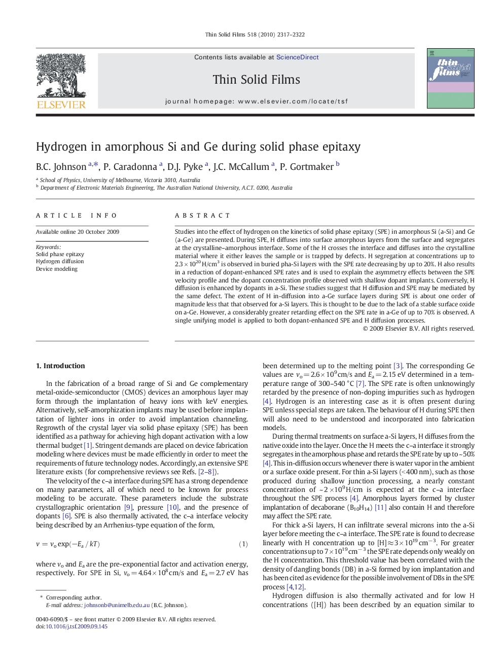 Hydrogen in amorphous Si and Ge during solid phase epitaxy