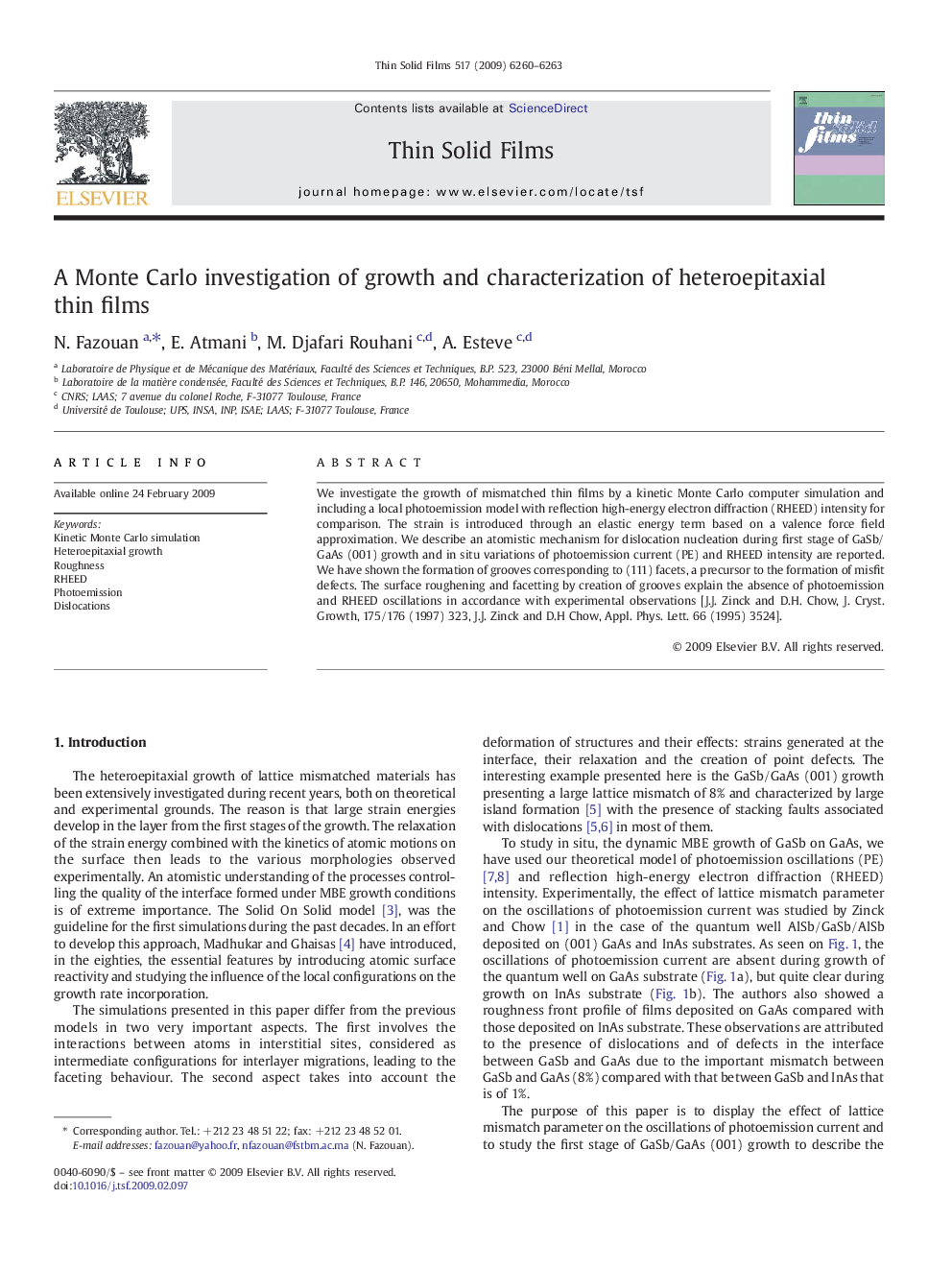 A Monte Carlo investigation of growth and characterization of heteroepitaxial thin films