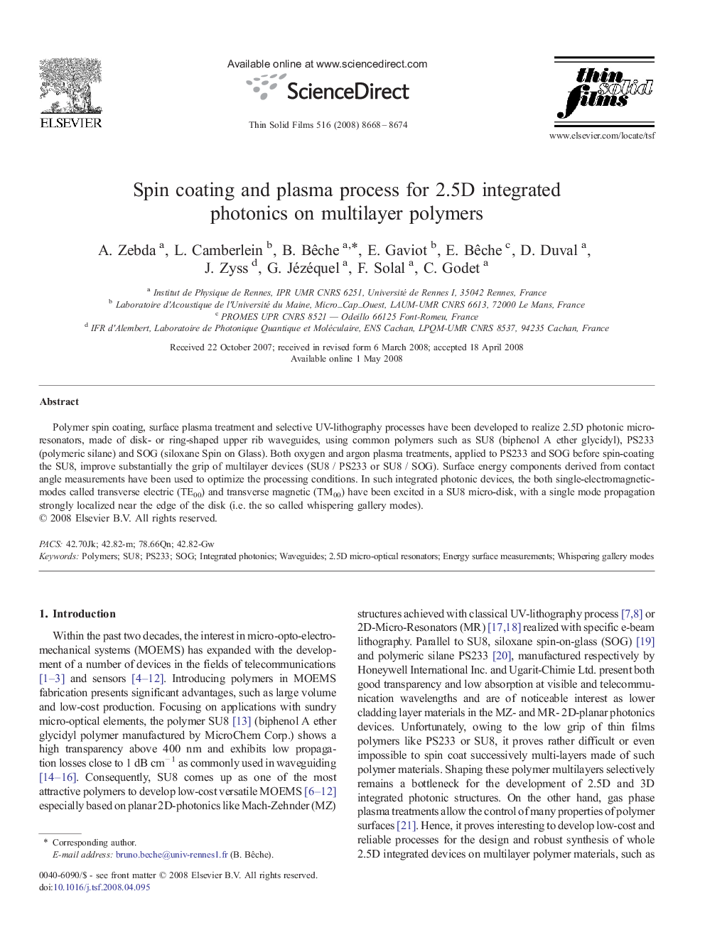 Spin coating and plasma process for 2.5D integrated photonics on multilayer polymers