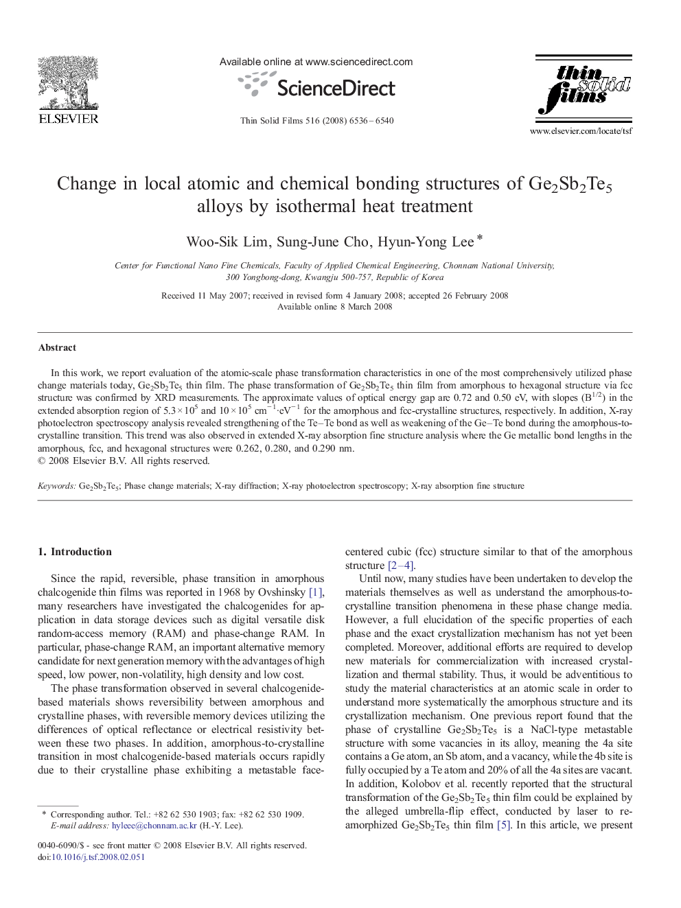 Change in local atomic and chemical bonding structures of Ge2Sb2Te5 alloys by isothermal heat treatment