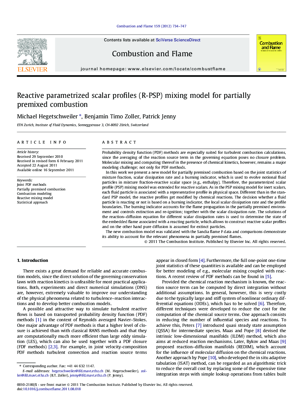 Reactive parametrized scalar profiles (R-PSP) mixing model for partially premixed combustion