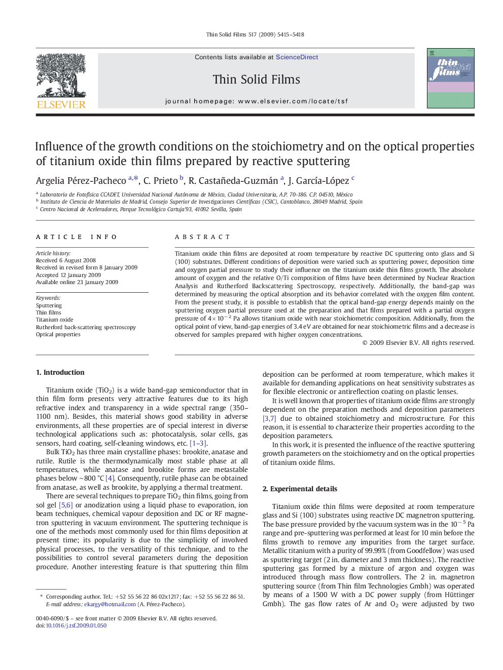 Influence of the growth conditions on the stoichiometry and on the optical properties of titanium oxide thin films prepared by reactive sputtering