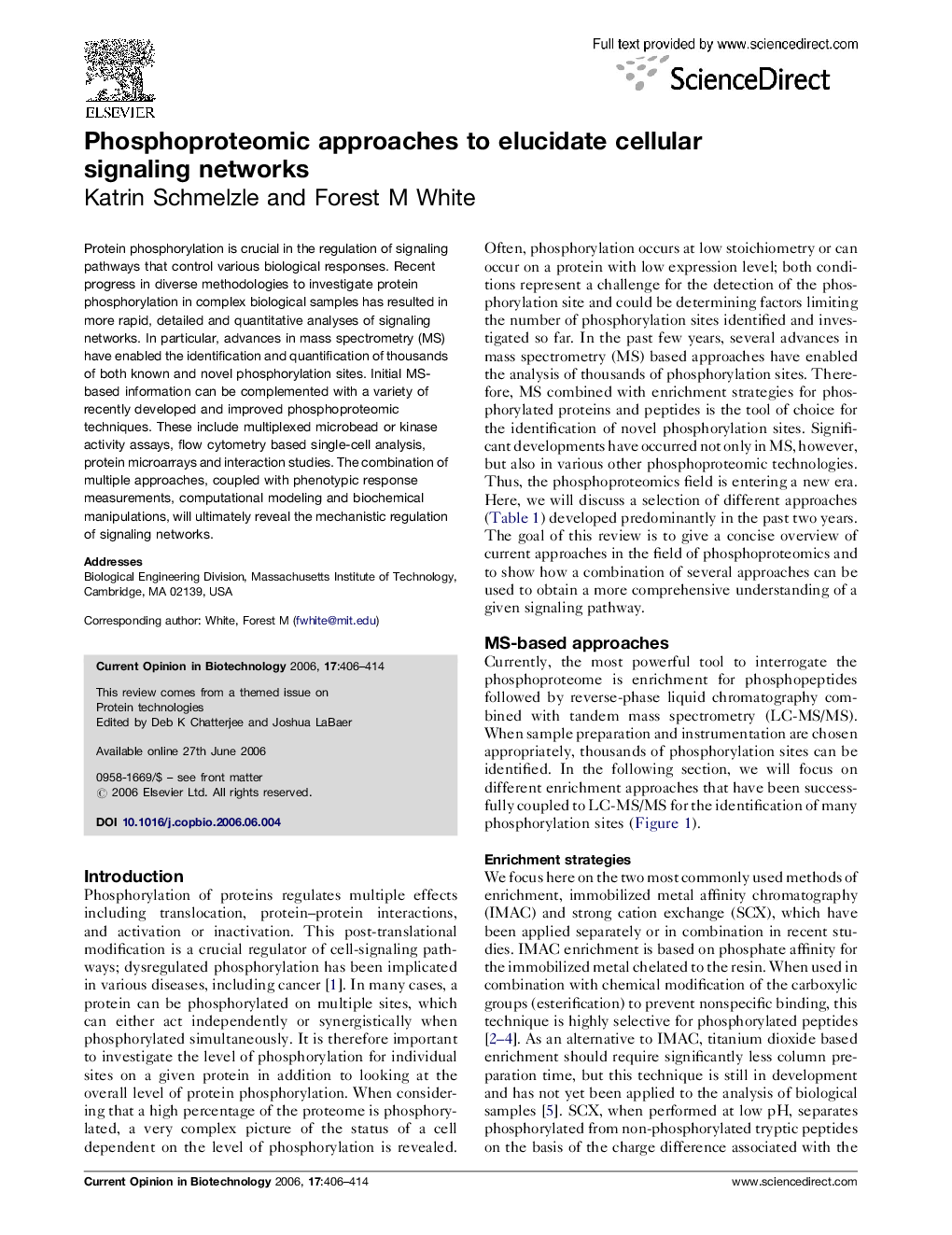 Phosphoproteomic approaches to elucidate cellular signaling networks