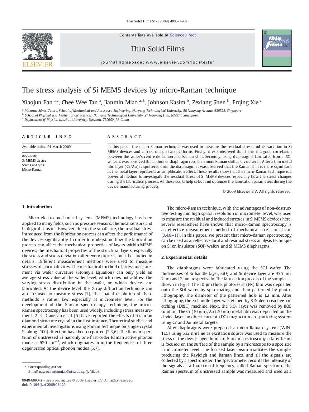 The stress analysis of Si MEMS devices by micro-Raman technique