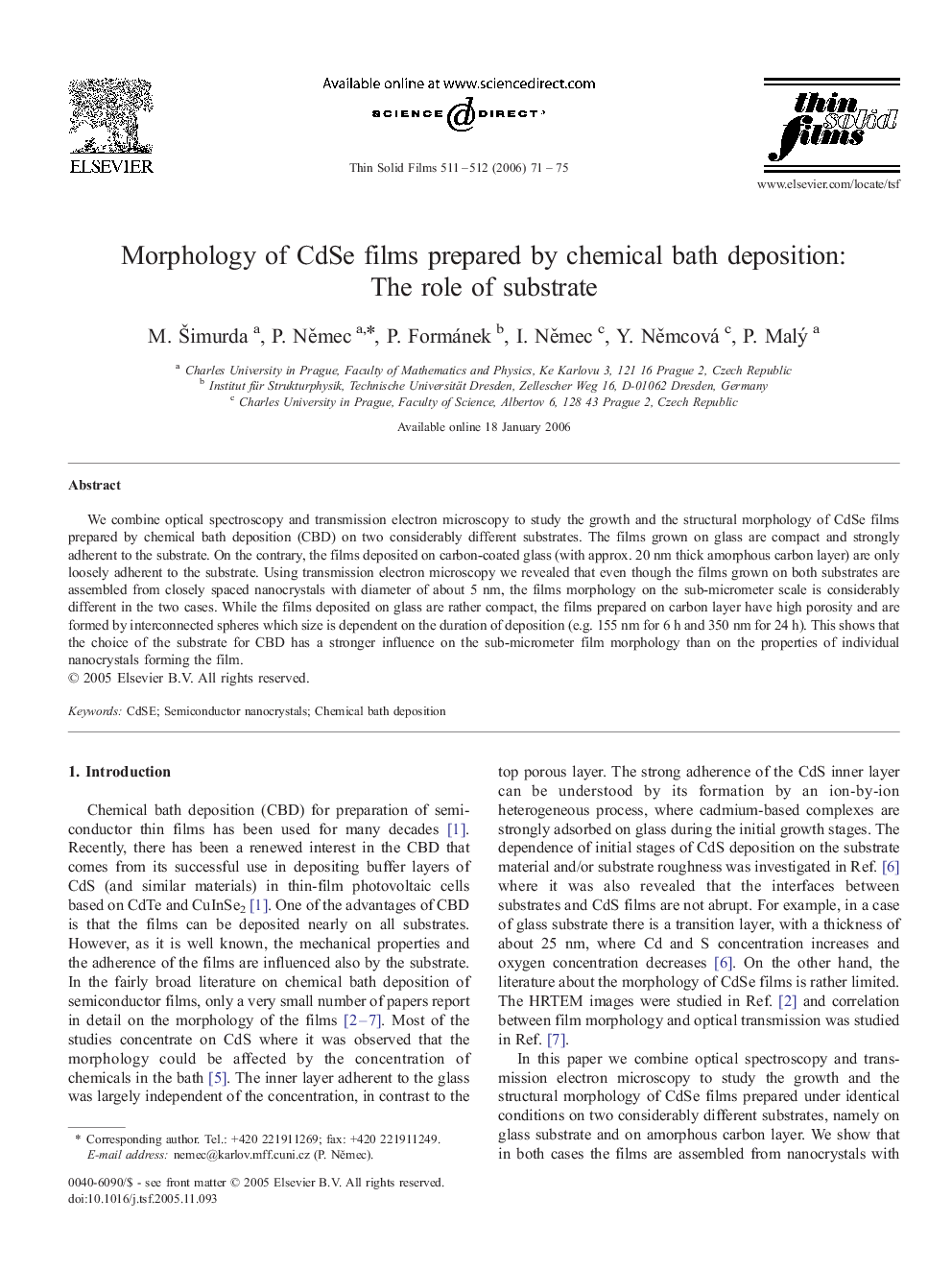 Morphology of CdSe films prepared by chemical bath deposition: The role of substrate