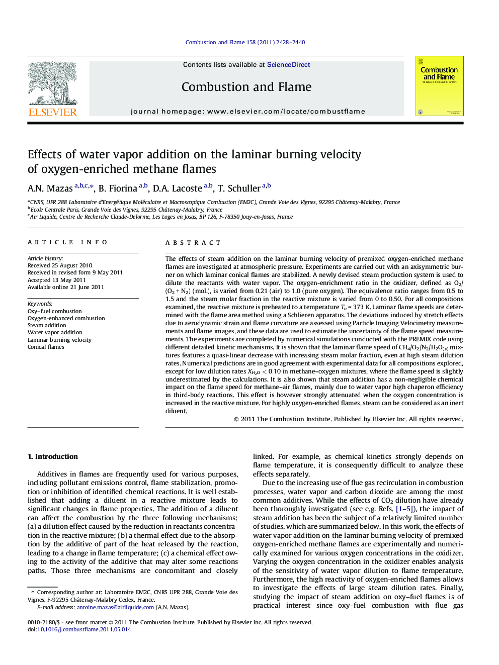 Effects of water vapor addition on the laminar burning velocity of oxygen-enriched methane flames