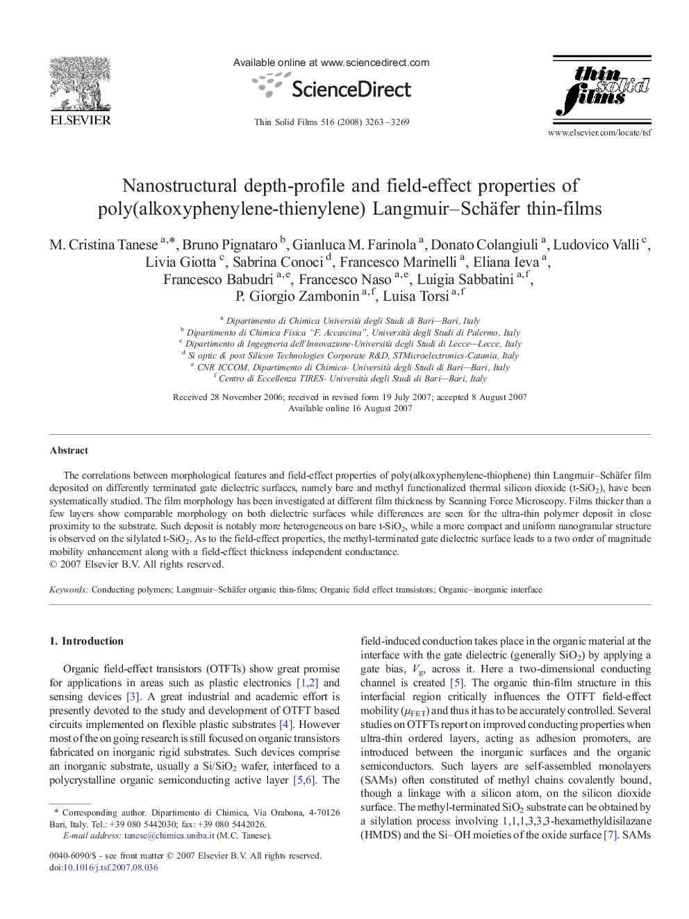 Nanostructural depth-profile and field-effect properties of poly(alkoxyphenylene-thienylene) Langmuir-Schäfer thin-films