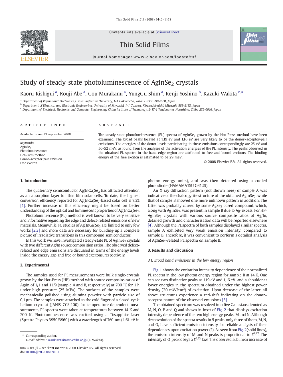 Study of steady-state photoluminescence of AgInSe2 crystals