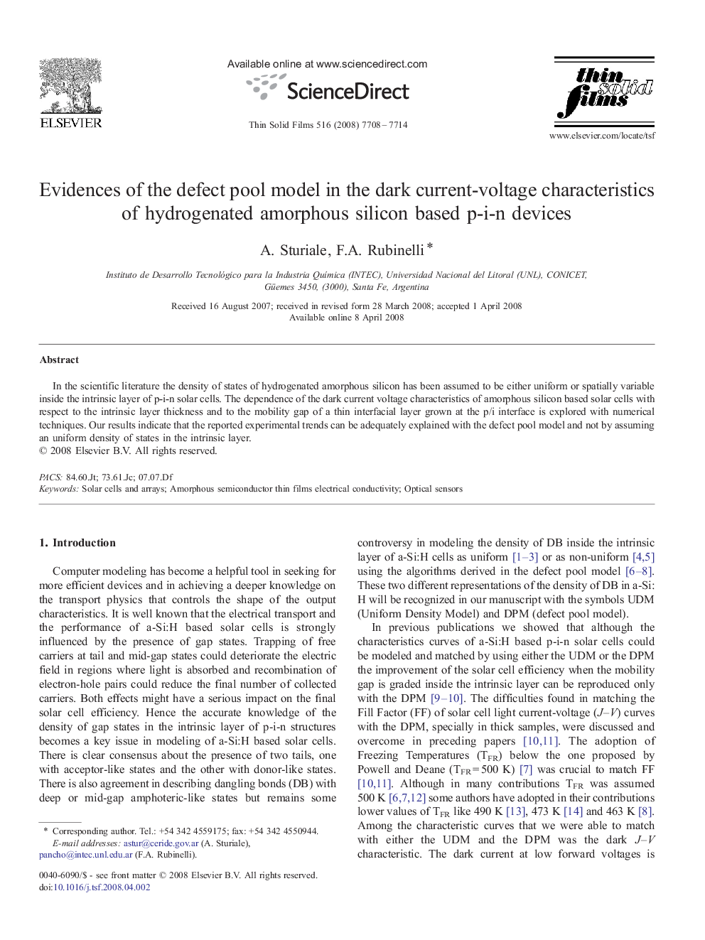 Evidences of the defect pool model in the dark current-voltage characteristics of hydrogenated amorphous silicon based p-i-n devices