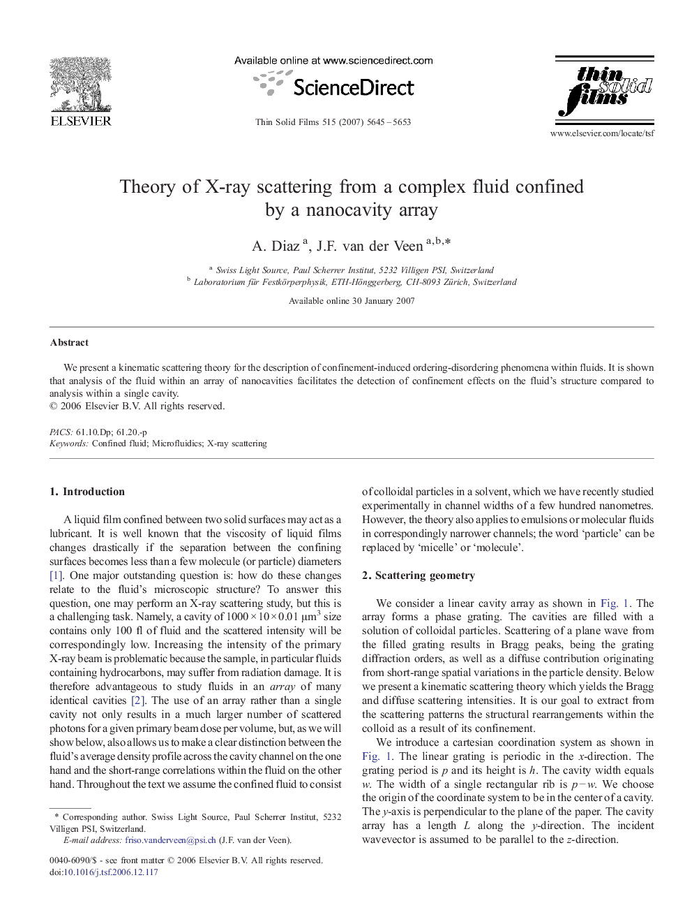 Theory of X-ray scattering from a complex fluid confined by a nanocavity array