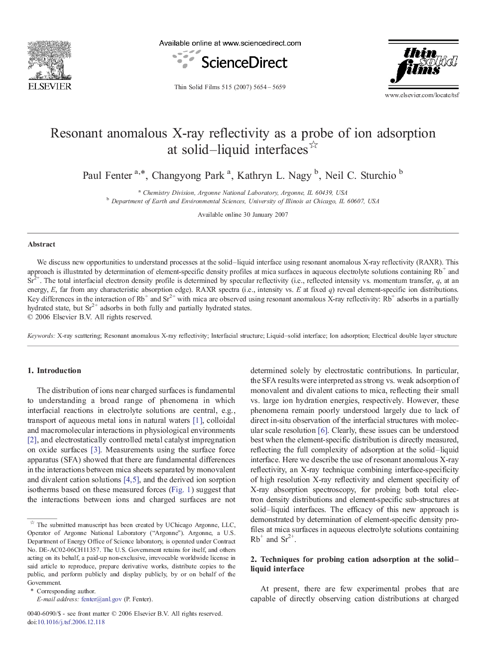 Resonant anomalous X-ray reflectivity as a probe of ion adsorption at solid–liquid interfaces 