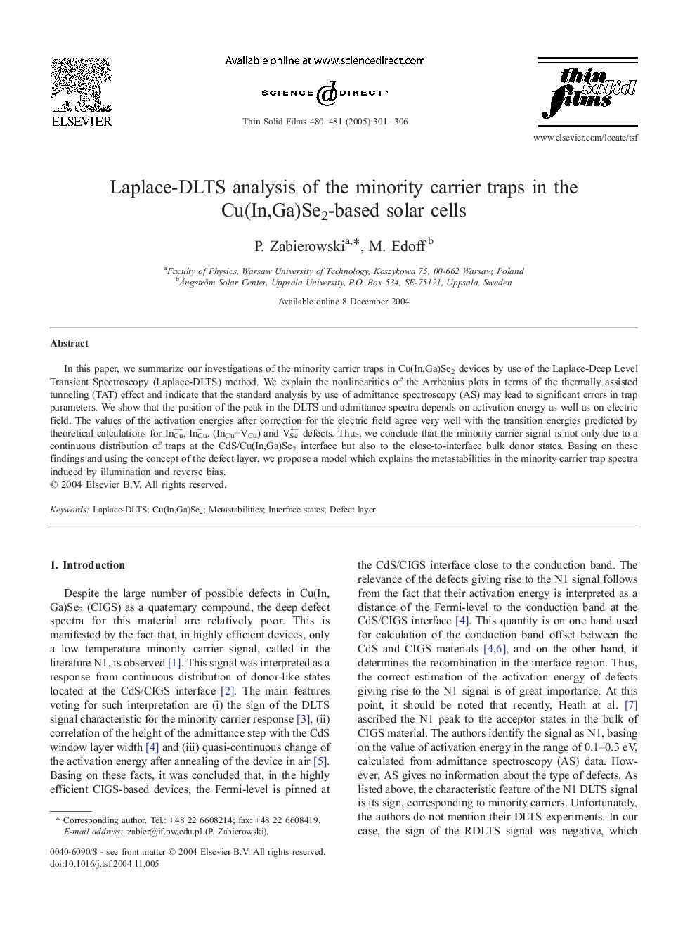 Laplace-DLTS analysis of the minority carrier traps in the Cu(In,Ga)Se2-based solar cells