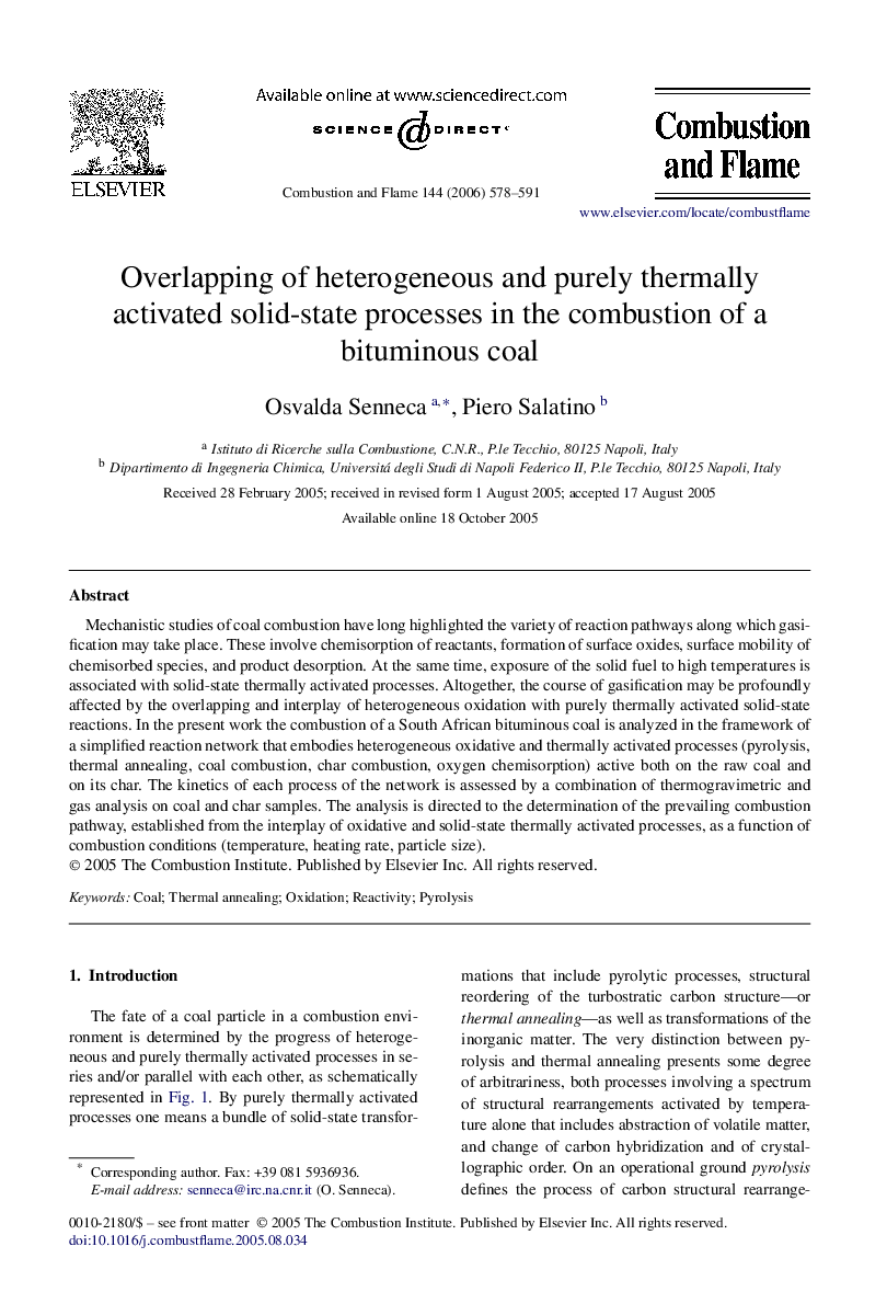 Overlapping of heterogeneous and purely thermally activated solid-state processes in the combustion of a bituminous coal