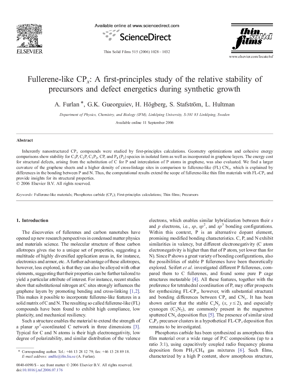 Fullerene-like CPx: A first-principles study of the relative stability of precursors and defect energetics during synthetic growth