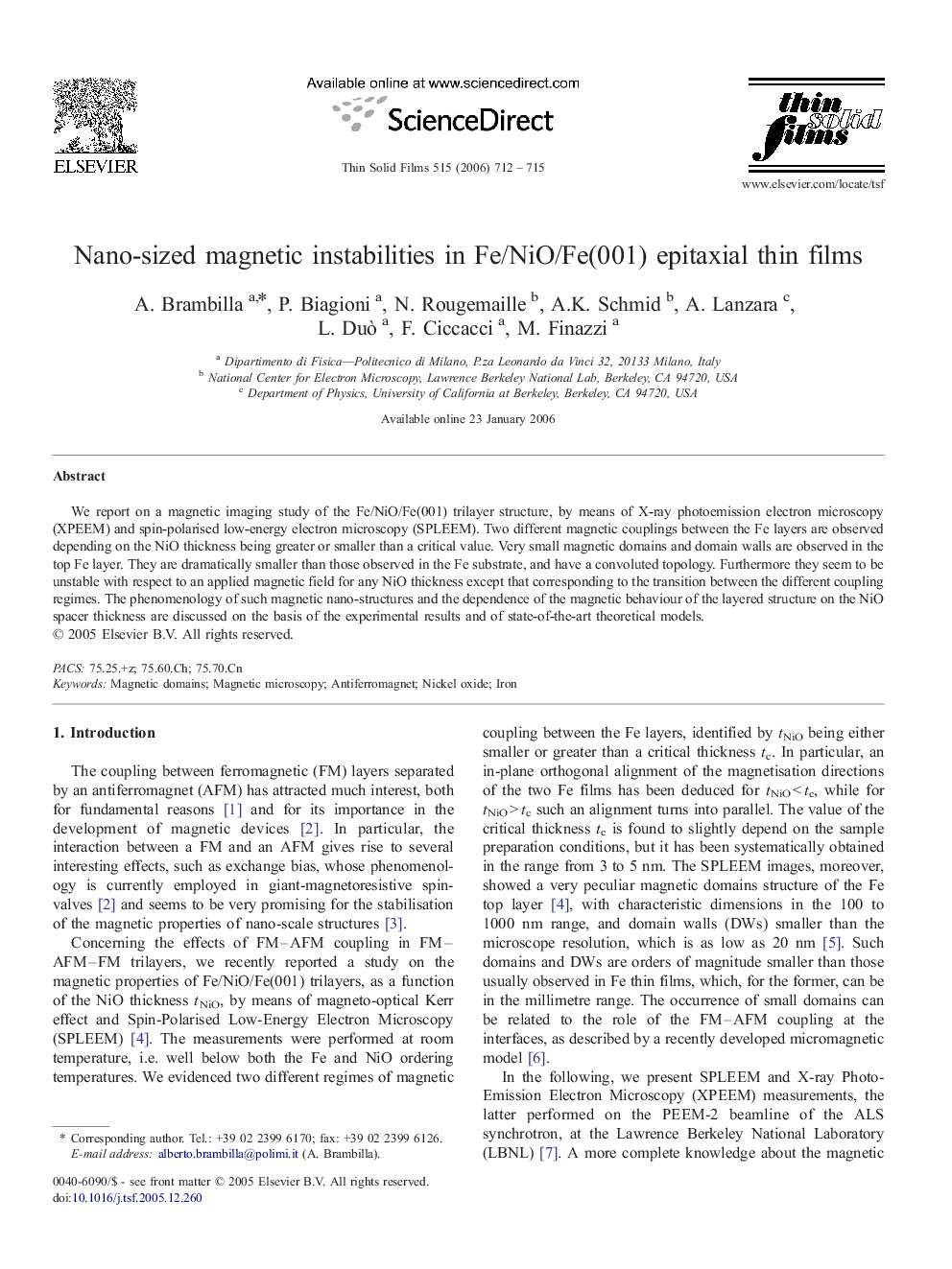 Nano-sized magnetic instabilities in Fe/NiO/Fe(001) epitaxial thin films