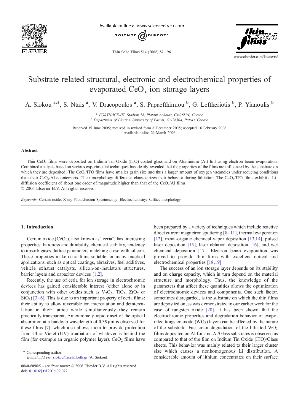 Substrate related structural, electronic and electrochemical properties of evaporated CeOx ion storage layers