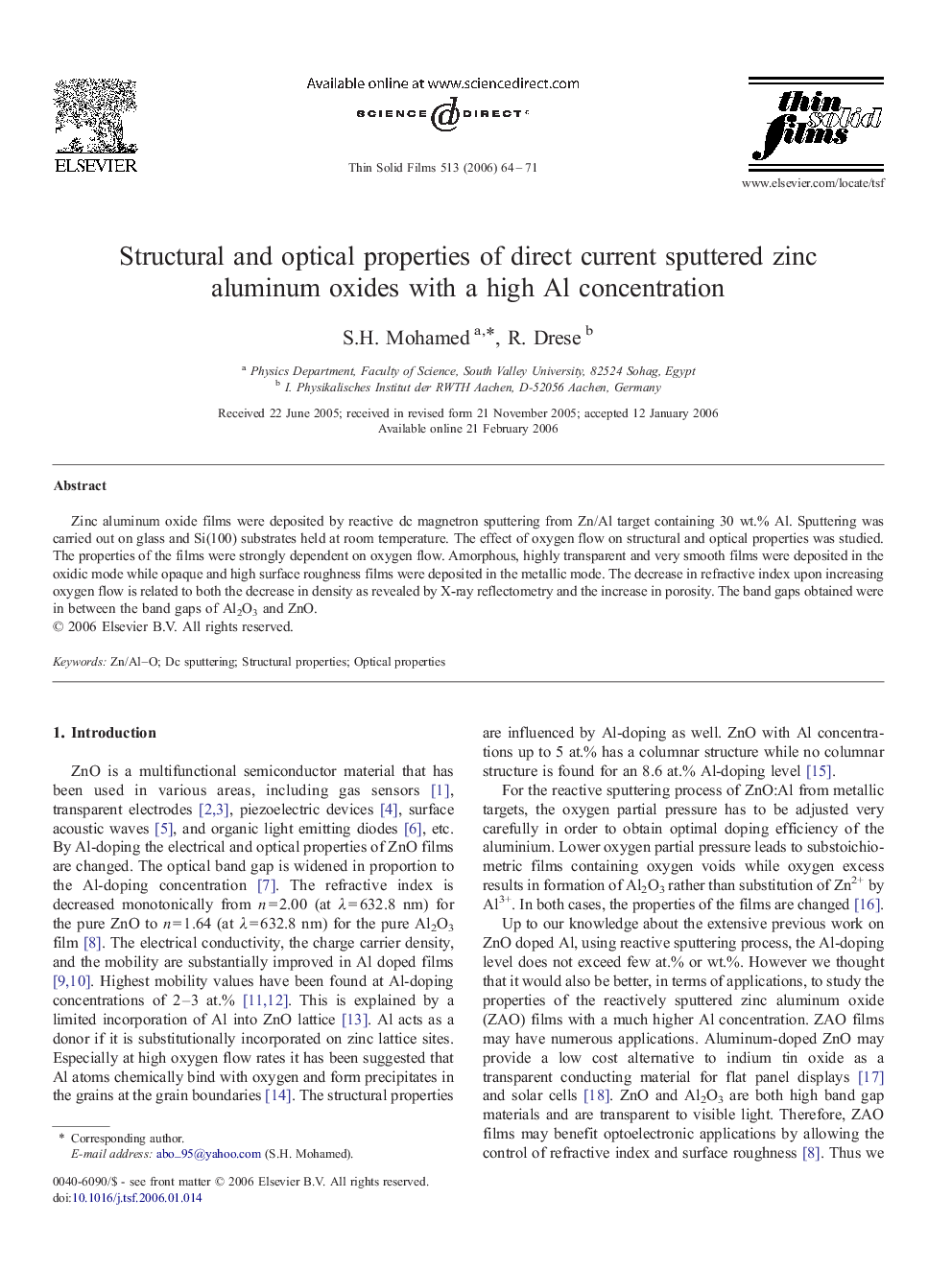 Structural and optical properties of direct current sputtered zinc aluminum oxides with a high Al concentration