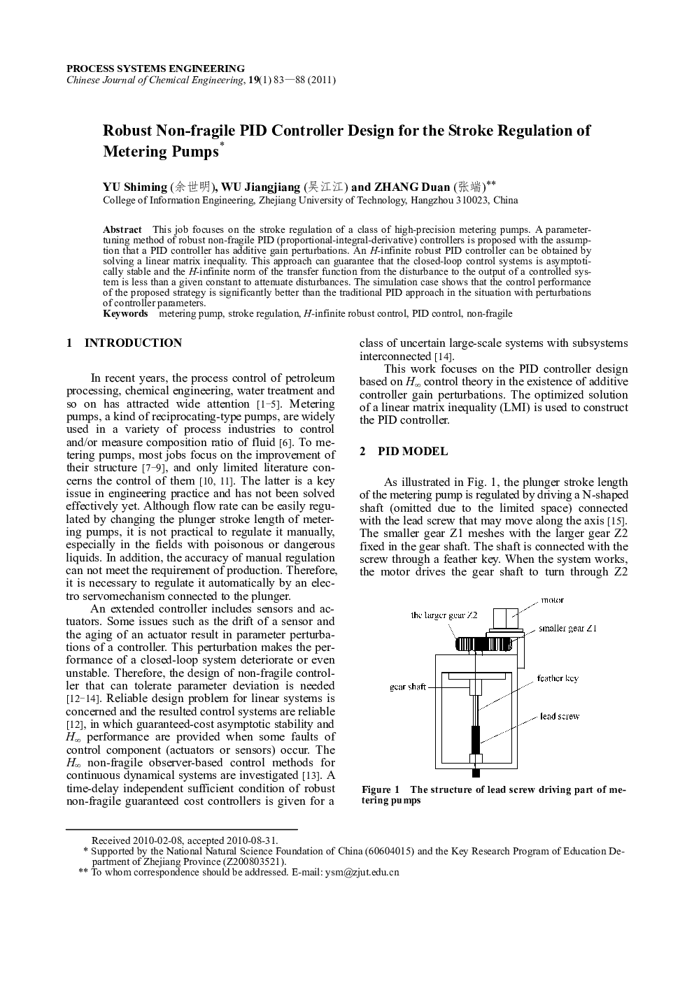 Robust Non-fragile PID Controller Design for the Stroke Regulation of Metering Pumps 