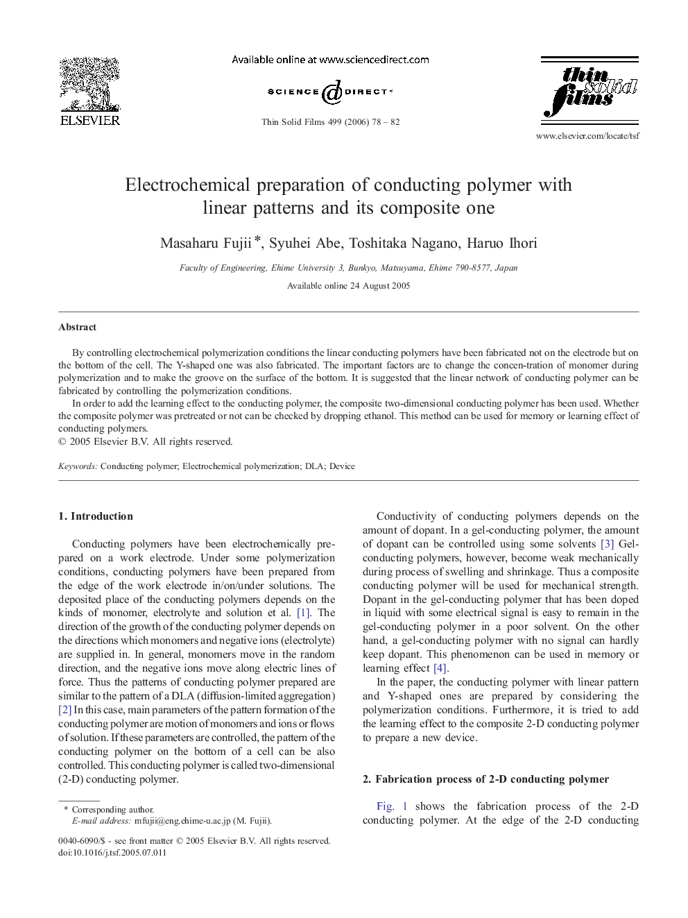 Electrochemical preparation of conducting polymer with linear patterns and its composite one