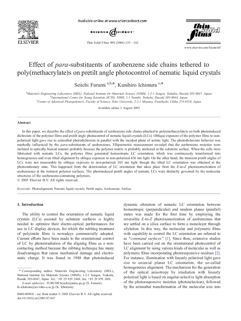 Effect of para-substituents of azobenzene side chains tethered to poly(methacrylate)s on pretilt angle photocontrol of nematic liquid crystals