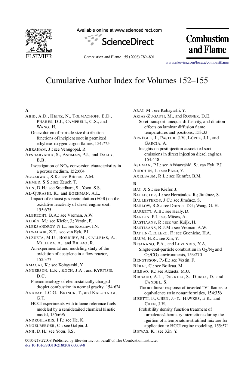 Cumulative Author Index for Volumes 152-155