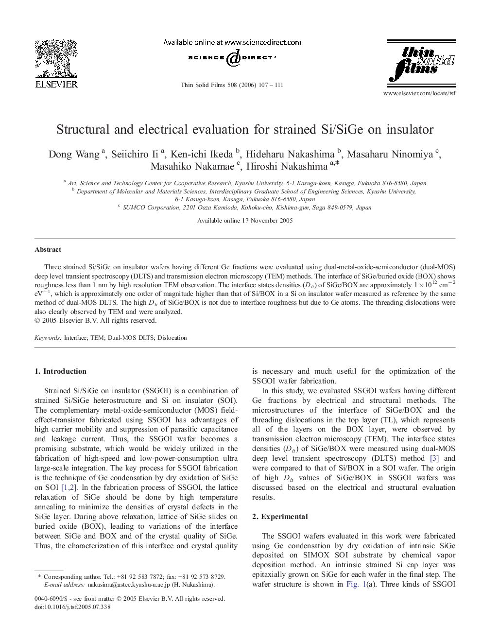 Structural and electrical evaluation for strained Si/SiGe on insulator