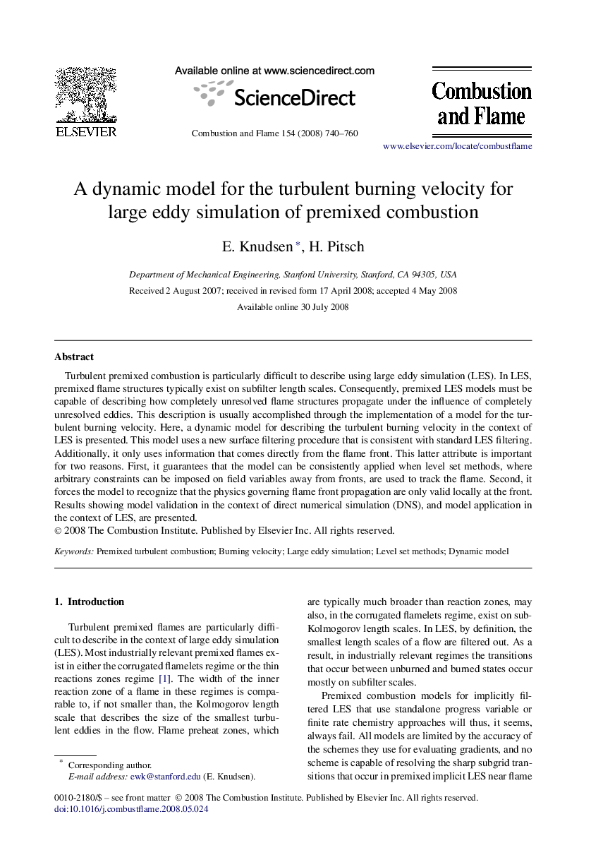 A dynamic model for the turbulent burning velocity for large eddy simulation of premixed combustion