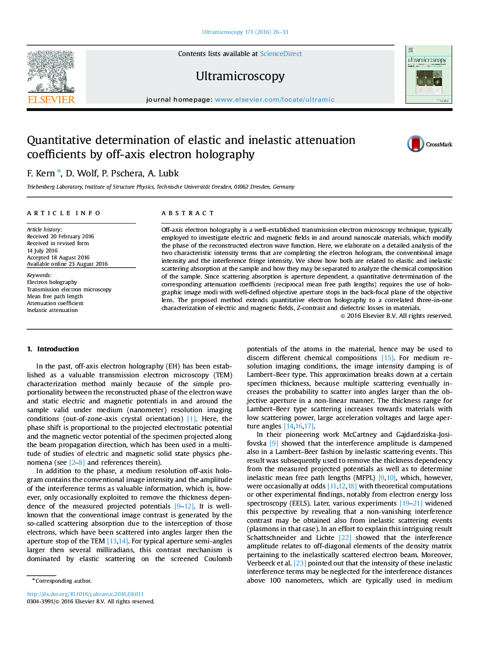 Quantitative determination of elastic and inelastic attenuation coefficients by off-axis electron holography