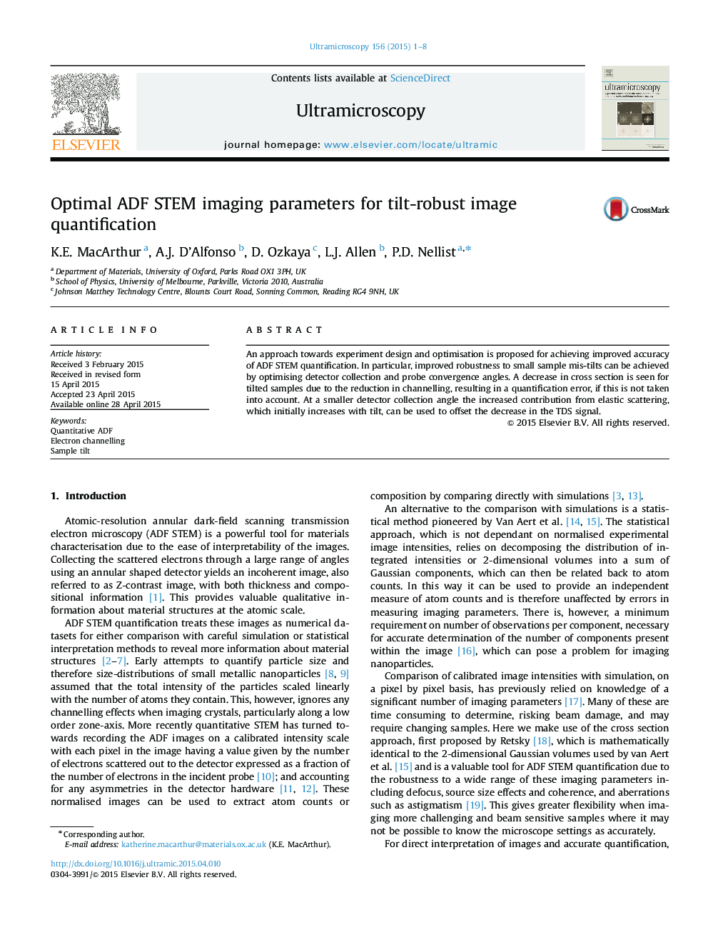 Optimal ADF STEM imaging parameters for tilt-robust image quantification