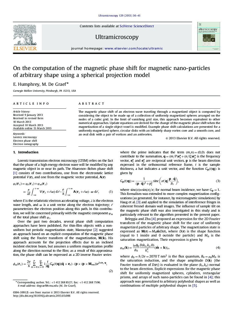 On the computation of the magnetic phase shift for magnetic nano-particles of arbitrary shape using a spherical projection model