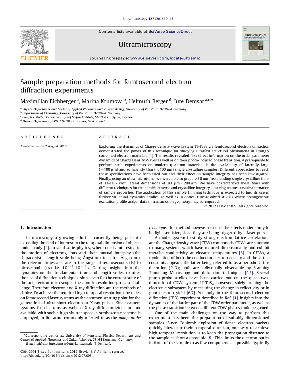 Sample preparation methods for femtosecond electron diffraction experiments